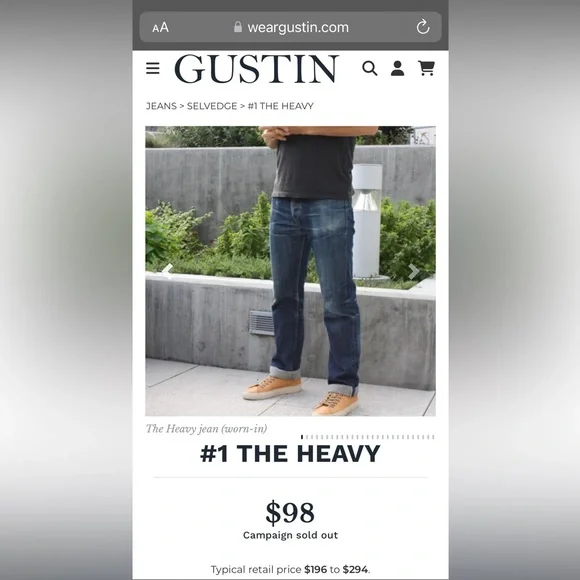 Gustin Heavy selvage denim jeans 32